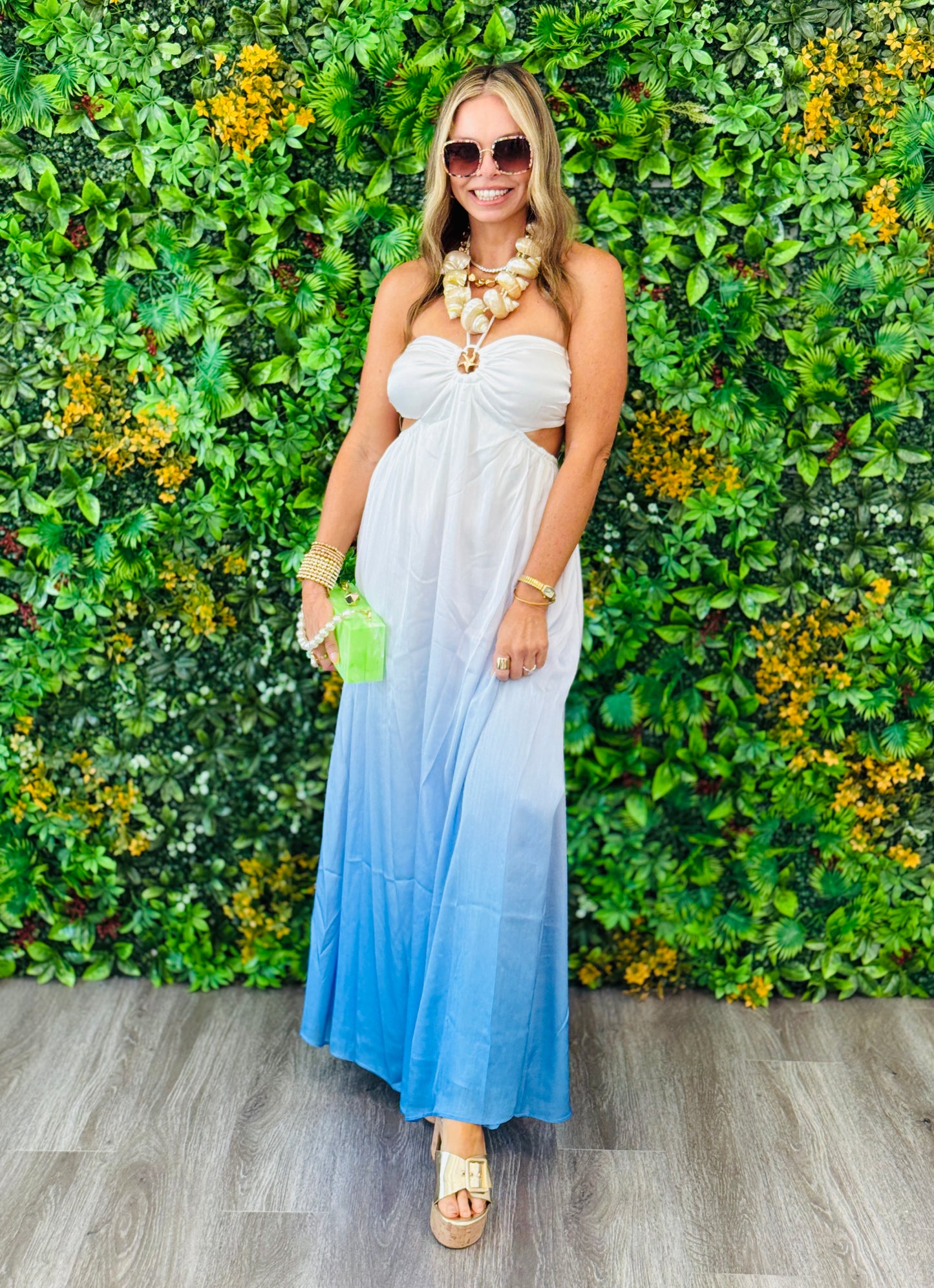 Sea Blue Starfish Halter Neck Maxi Dress (Reg.)