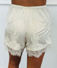 Champagne Satin Lace Trim Shorts (Reg. and Plus)