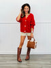 Red Shell Buttons Sweater Cardigan (Reg & Plus)