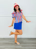 Kennedy Flutter Sleeve Patriotic Blouse (Reg & Plus)