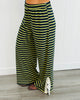 Striped Lace Side Slit Pants (Reg. and Plus) - 6 Colors