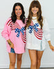 American Flag Bow Sequin Sweatshirt (Reg.)-2 Colors