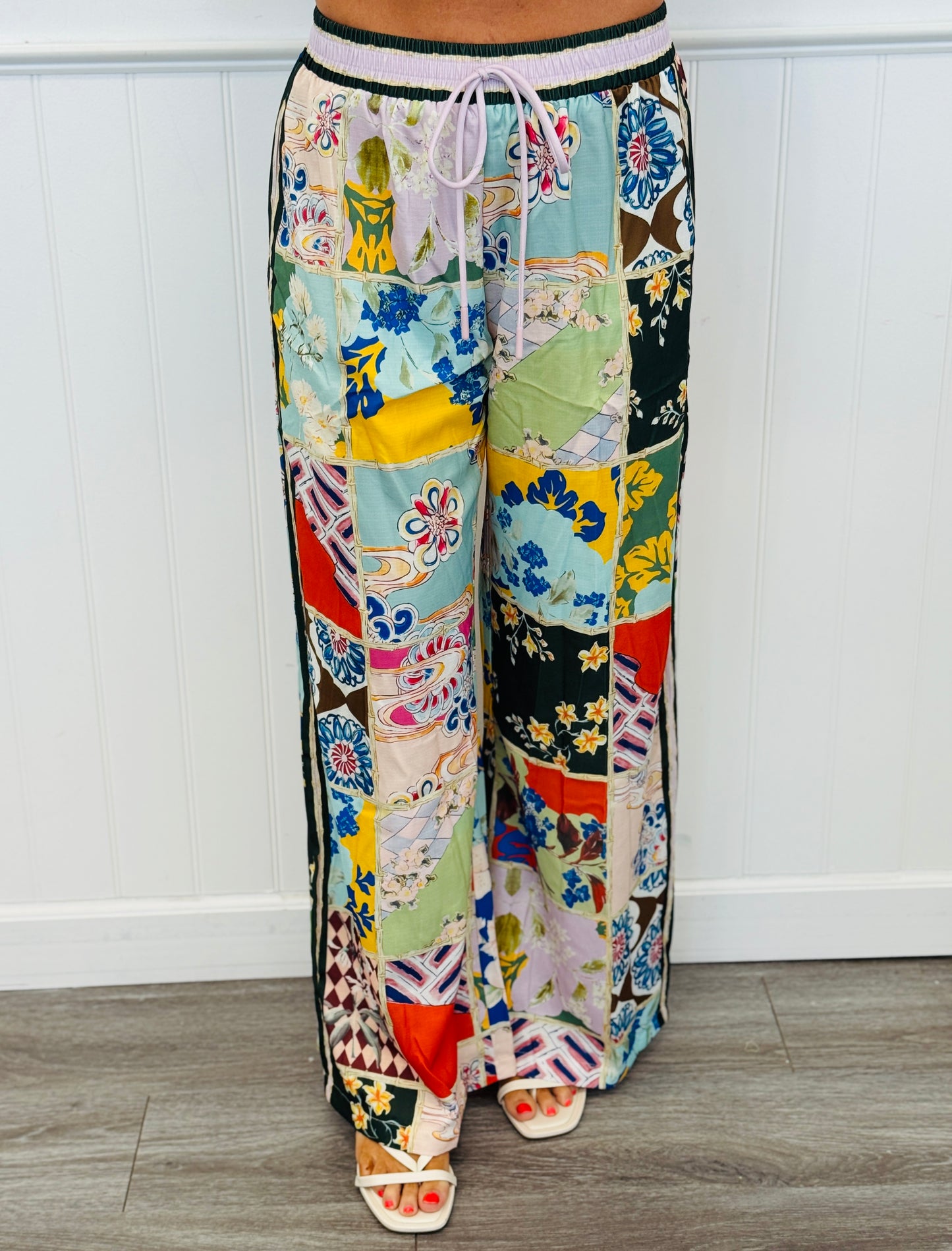 Mixed Print Short Sleeve Top & Pants Set (Reg. and Plus)