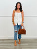 Strappy Linen Blend Button Down Top (Reg.)-2 Colors