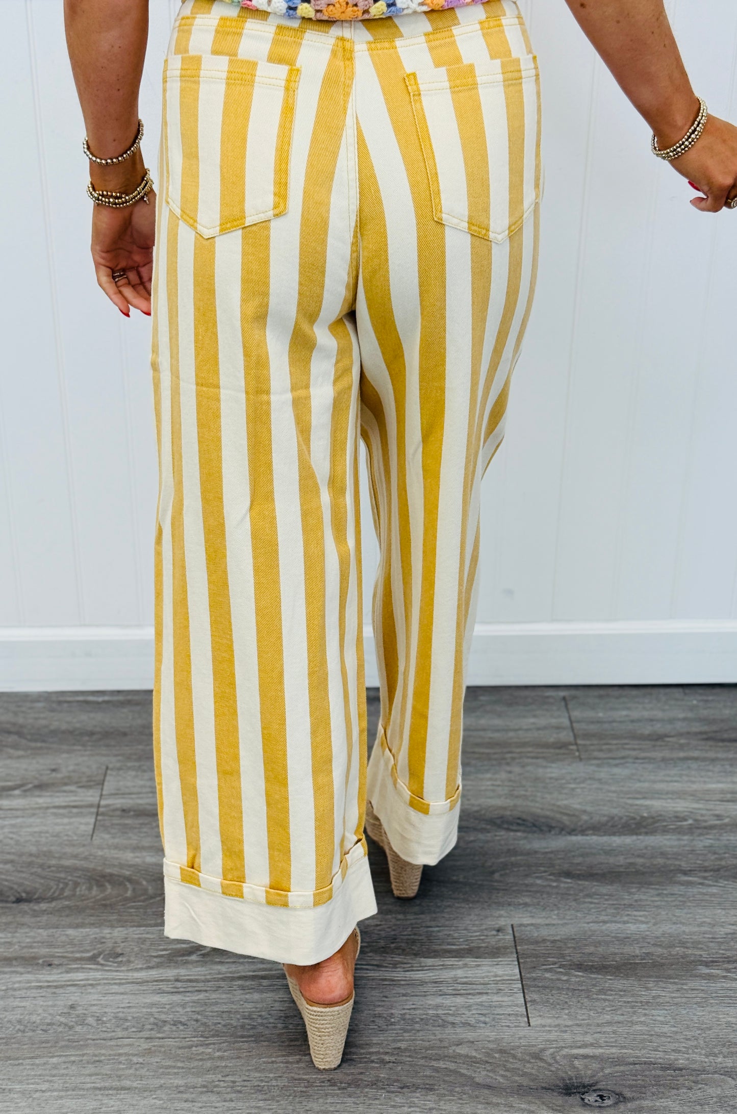 Lt. Yellow Striped Barrel Jeans (Reg.)