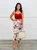 Ivory Multi Floral Side Slit Midi Skirt (Reg.)