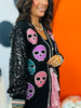 Black Glitter Skulls Sequin Sleeves Cardigan (Reg. and Plus)