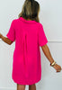 Hot Pink Pullover Back Pleat Mini Dress (Reg.)