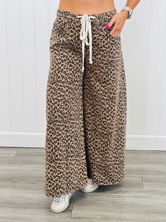 Leopard Print Wide Leg Pants (Reg.)