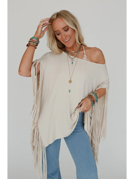 Oat Fringe Detail Top (Reg.)