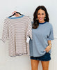 Oversized Striped Short Sleeve Tee (Reg.)-2 Colors