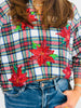 Plaid Poinsettia French Terry Pullover (Reg. and Plus)