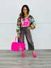 Queen Of Sparkles Mint Sequin Camo Card Logo Sweatshirt (Reg. and Plus)