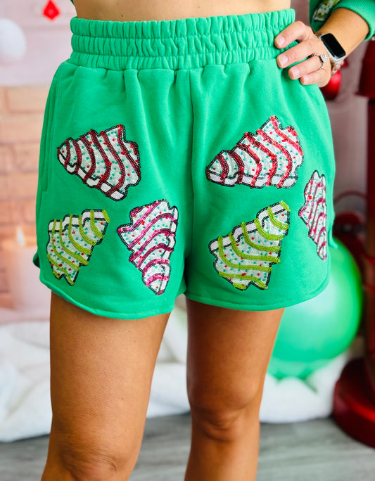 Queen Of Sparkles Sweet Christmas Trees Treats Shorts (Reg. & Plus)