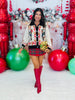 Queen Of Sparkles Black Trim Collar Nutcracker & Candy Cane Cardigan (Reg. and Plus)
