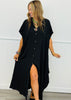 Black Oversized Button Down Maxi Dress (One Size)