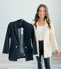 Collared 3/4 Sleeve Cuff Blazer (Reg.) - 2 Colors