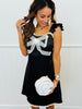 Black Lace Bow Satin Mini Dress (Reg.)