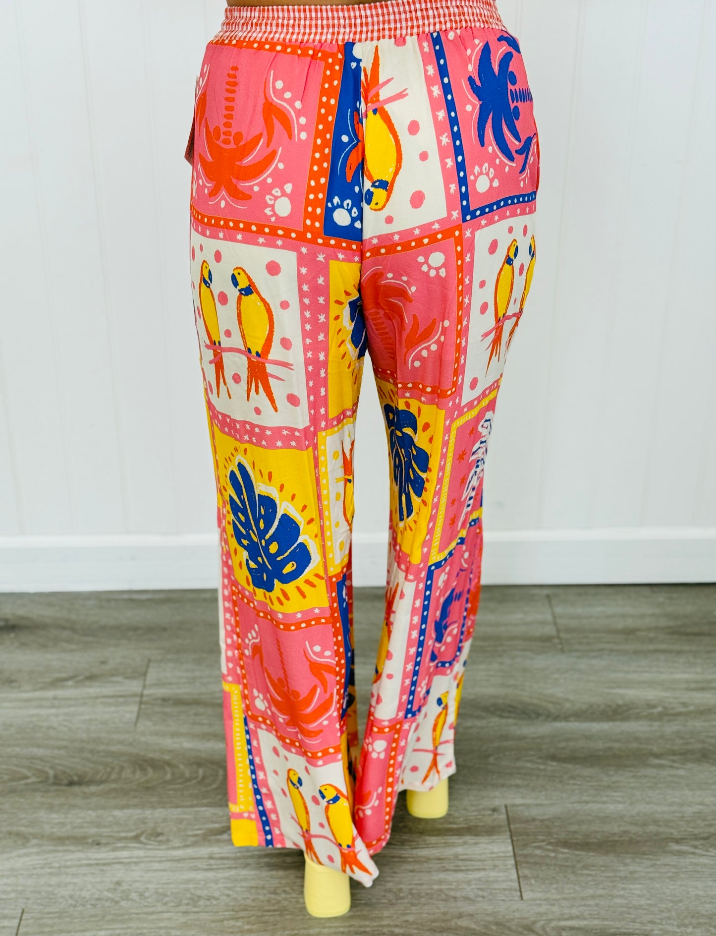Hot Pink Mixed Tropical Print Pants (Reg.)