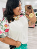 White Contrast Floral Top (Reg & Plus)
