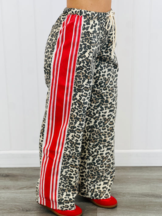 Leopard Red Sport Stripe Drawstring Pants (Reg.)