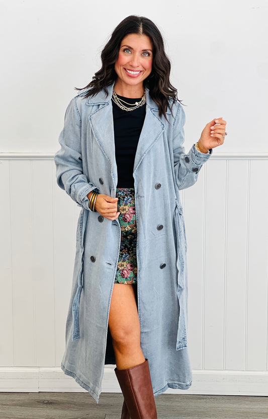 Tencel Denim Belted Trench Coat (Reg.)