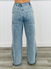 Washed Striped Denim Cargo Pants (Reg & Plus)