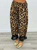 Brown Leopard Lace Hem Blomer Pants (Reg & Plus)