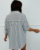 Half Sleeve Striped Button Down Shirt (Reg & Plus)-2 Colors