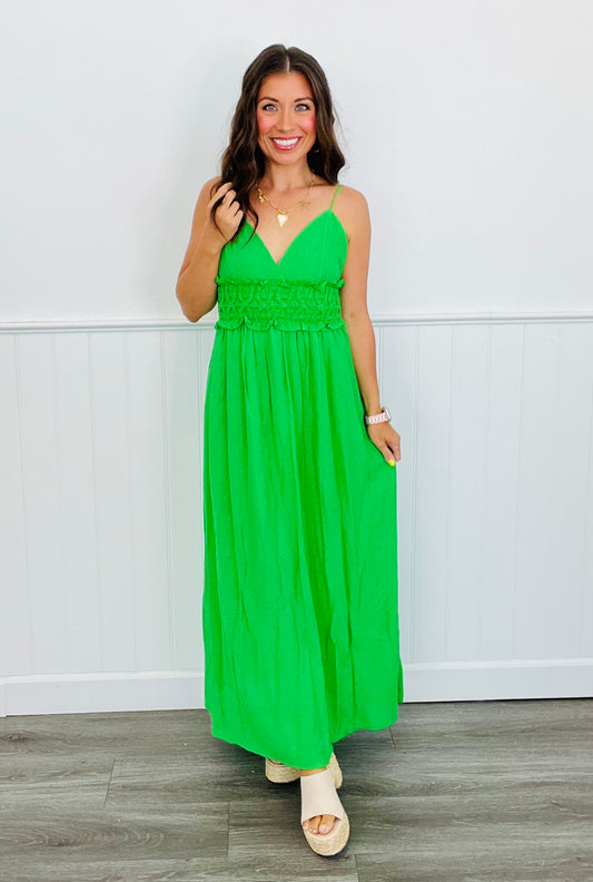 Apple Green Strappy Maxi Dress (Reg)