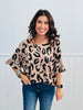 Leopard Print Ruffle Sleeve Top (Reg)-2 Colors