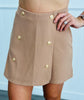 Gold Button Side Wrap Skort (Reg. & Plus)- 2 Colors