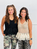 Fishnet Fringe Hem Sleeveless Top (Reg.) - 2 Colors