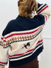 Cream Multi Roping Horse Sweater Cardigan Top (Reg.)