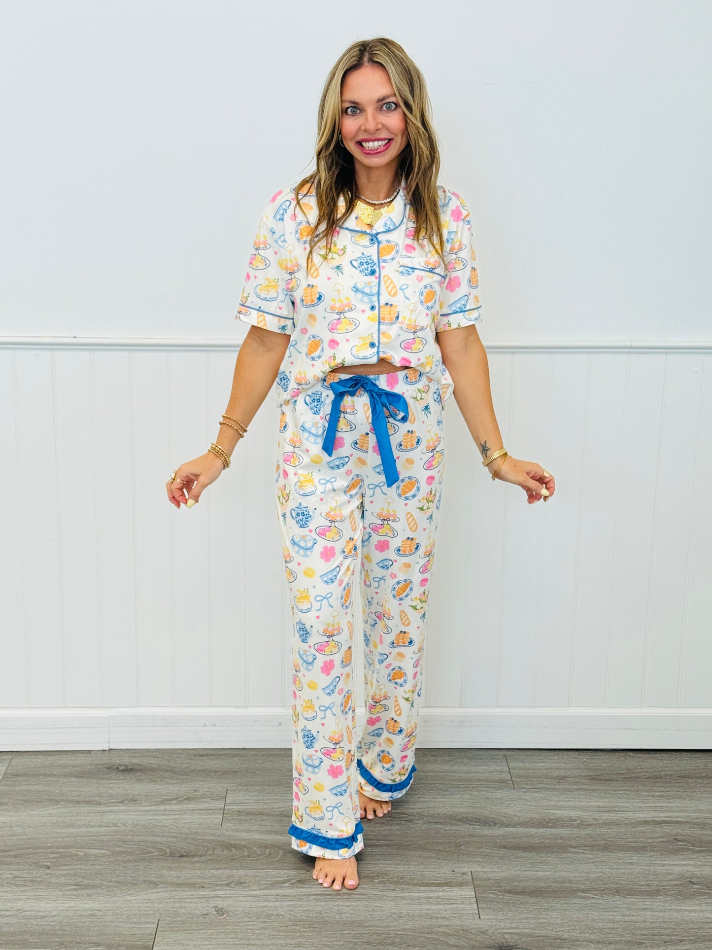 Sunday Brunch Ruffle Pajama Set (Reg. and Plus)