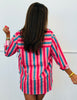 Pink Teal Bold Striped Shirt (Reg & Plus)