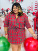 Red Flannel Button Up Mini Dress (Reg. and Plus)