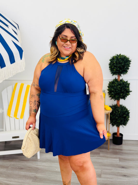 Navy Chasing Sunshine Skirted Swimsuit (Reg. and Plus)