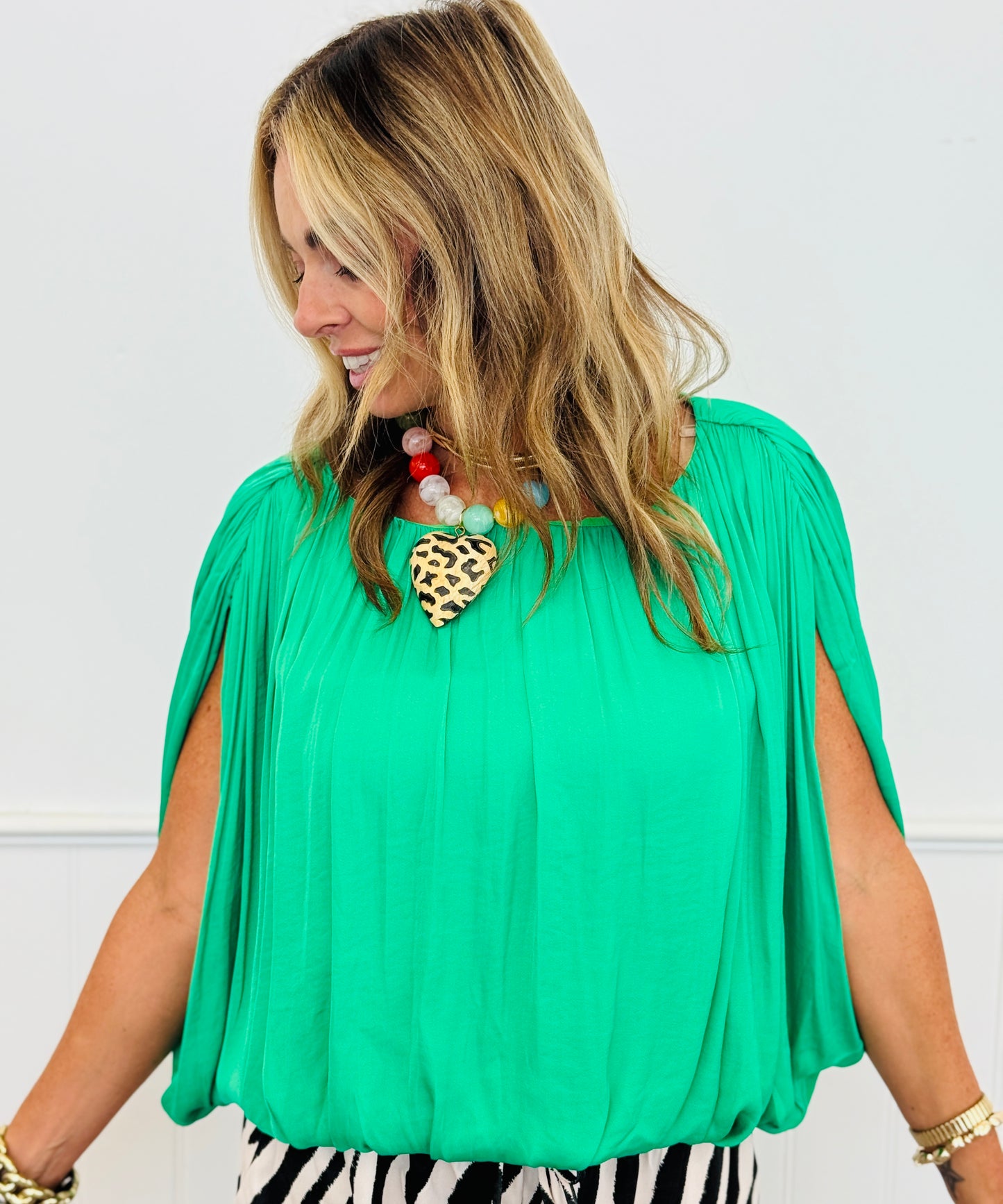 Grecian Drape Bubble Blouse (Reg.) - 7 Colors