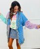 Lavender/Blue Contrast Paisley Cardigan  (Reg & Plus)