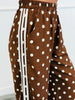 Mocha Polka Dot Side Striped Jacket & Pants Set (One Size)