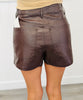 Dk Brown Faux Leather Skort (Reg and Plus)