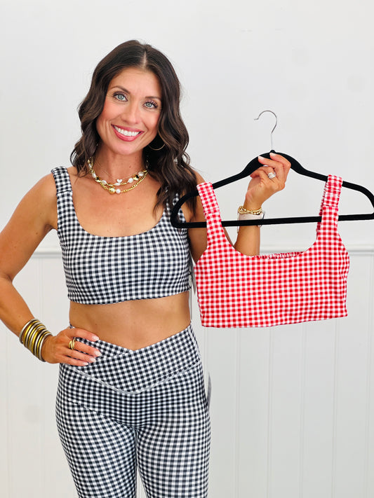 Gingham Print Ruched Bra Top (Reg.) - 2 Colors