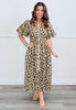 Ecru Leopard Zip Front Midi Dress (Reg)