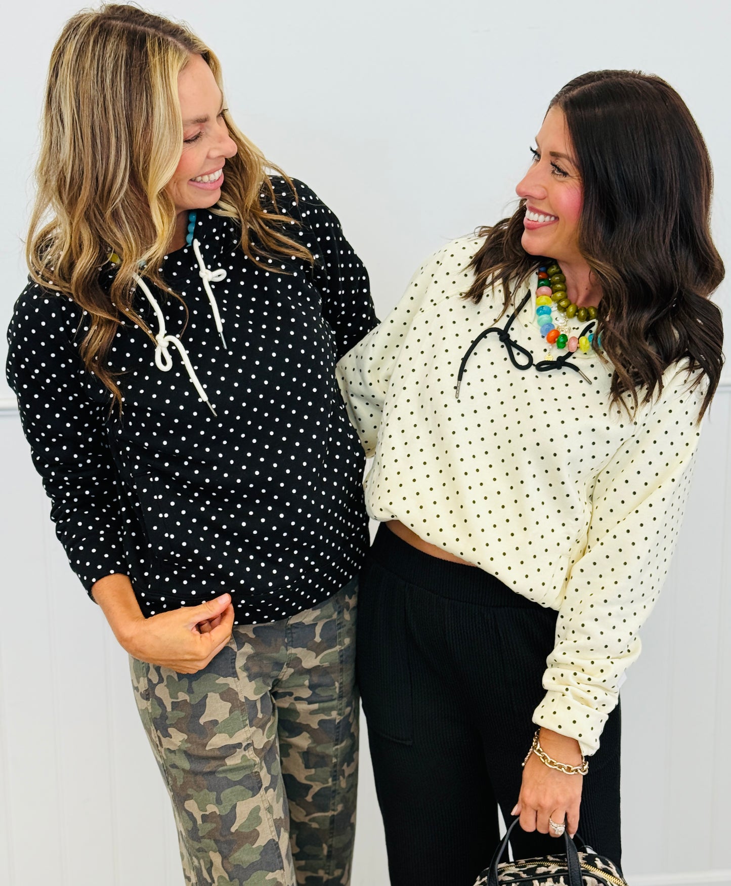 Cozy Micro Polka Dot Hoodie Top (Reg.) - 2 Colors