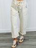 Cream Grommet Waist Denim Barrel Pants (Reg.)