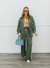 Olive Polka Dot Side Striped Jacket & Pants Set (One Size)