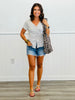 White/Navy Stripe Button Down Top (Reg. & Plus)