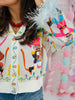 Queen Of Sparkles Multi Drummin Nutcracker Button Up Feather Sleeve Cardigan (Reg. & Plus)