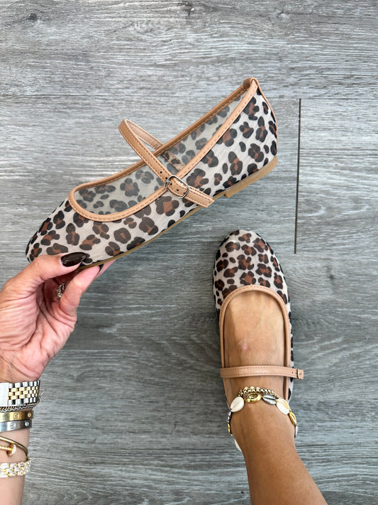 Leopard Mesh Ballet Flat